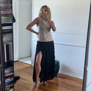 Sandro dress with Black Maxi Skirt with Slit for Night Out